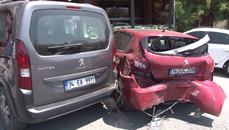 Ataşehir’de ehliyetsiz sürücü park halindeki 3 araca çarptı: 1 yaralı