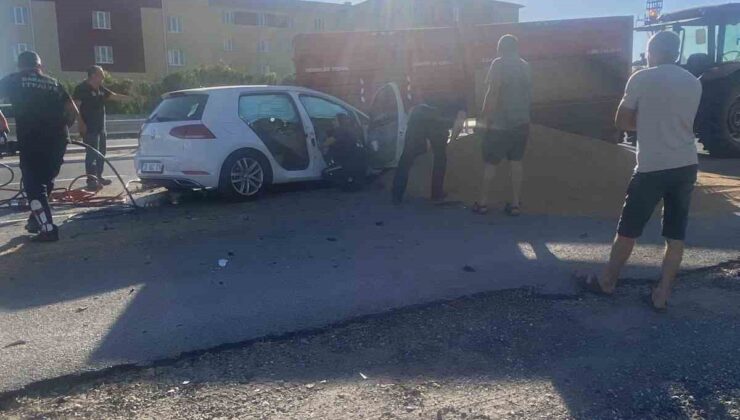 Babaeski’de otomobil ile traktör çarpıştı: 2 yaralı