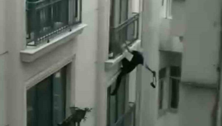 İstanbul’da “örümcek adam” gibi otele tırmanan hırsız kamerada