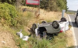 Keşan’da takla atan otomobilde 3 kişi yaralandı