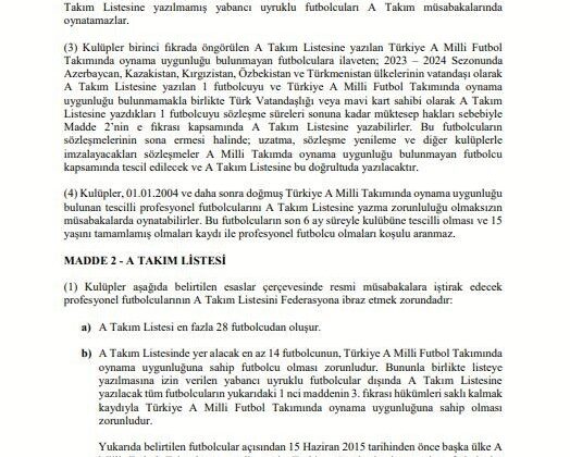 TFF’den mavi kartlı oyuncular hakkında açıklama