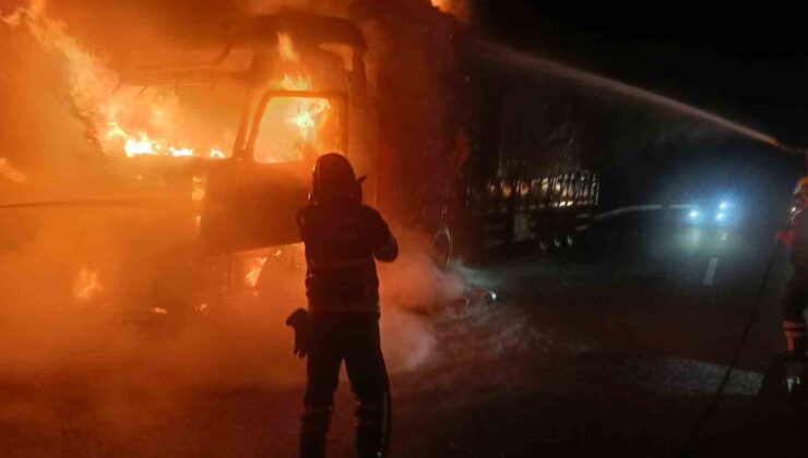 Yalova’da seyir halindeki tır alevlere teslim oldu