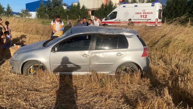 Yoldan çıkan otomobil tarlaya uçtu: 5 yaralı