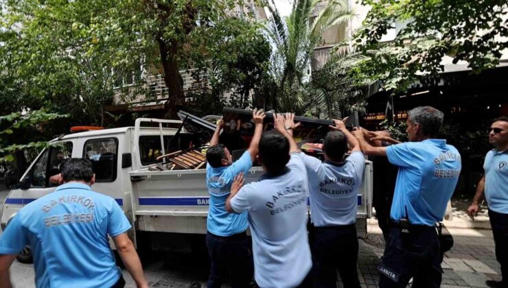 Bakırköy Belediyesi Zabıta Ekipleri kaldırım işgaline karşı denetim