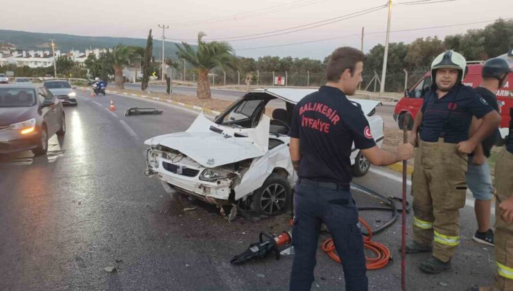 Erdek’te trafik kazası: Takla atan araçtan sağ çıktılar