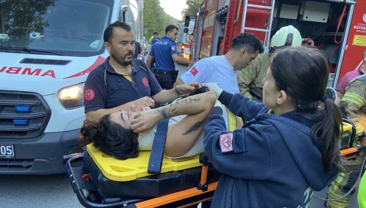 Eyüpsultan’da otomobil ormanlık alana uçtu: 2 yaralı
