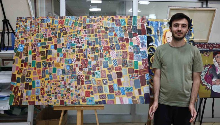 Otizmli üniversite öğrencisi Hamza, yaz tatilini resim yaparak geçirdi