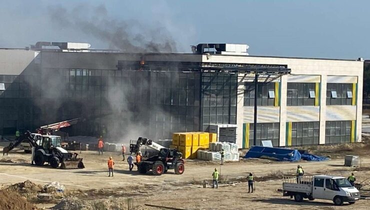 Tekirdağ’da yapımı süren hastanede yangın