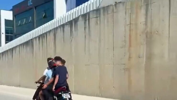 İki teker üstünde 4 kişi yolculuk yaptı, o anlar kameraya yansıdı
