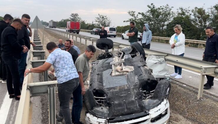 Kadın sürücü metrelerce savrulan araçtan yaralı kurtuldu