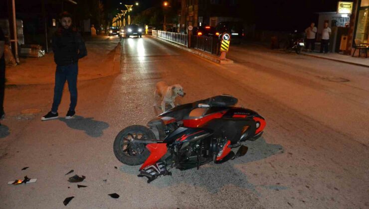 Keşan’da devrilen motosikletten düşen sürücü yaralandı