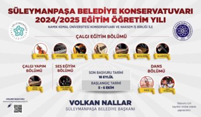 Süleymanpaşa Belediye Konservatuvarı’nda kayıt süreci resmen başladı.