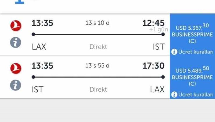 THY’nin Los Angeles gidiş dönüş bilet fiyatı dudak uçuklattı