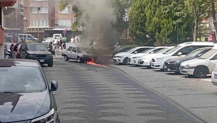 Tofaş otomobil alevlere teslim oldu, LPG tankı bomba gibi patladı