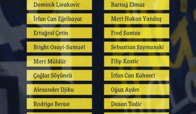 Fenerbahçe’nin Samsunspor maçı kamp kadrosu belli oldu