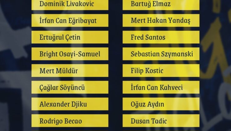 Fenerbahçe’nin Samsunspor maçı kamp kadrosu belli oldu