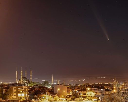 Kuyruklu yıldız Tsuchinshan-Atlas Edirne’de Selimiye Camii ile birlikte görüntülendi
