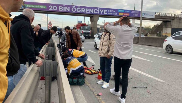 Tankerin sıkıştırdığı elektrikli bisiklet bariyere çarptı: Sürücü ağır yaralı