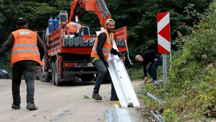 Uçurum kenarına çelik bariyerli önlem