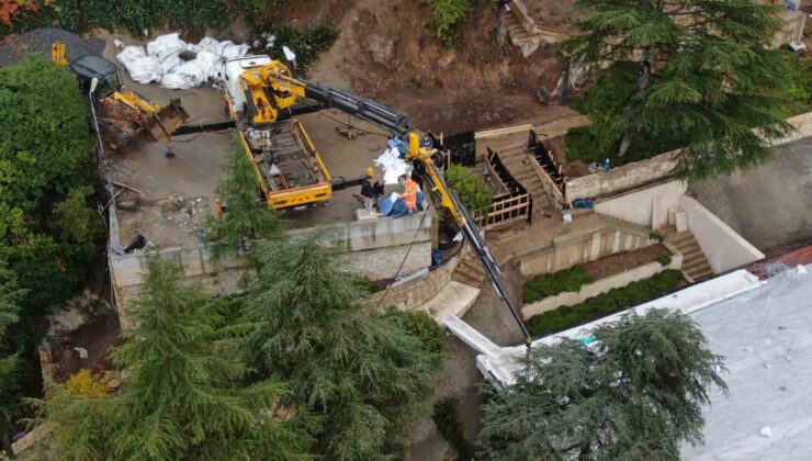 Boğaz’a nazır kaçak villada yapılan çalışmalar havadan görüntülendi