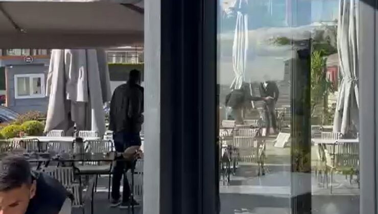 Kafede oturan husumetlisini bacağından vurdu; o anlar kamerada