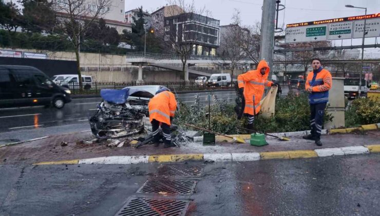 Şişli’de kaza sonrası araçta yangın çıktı: 2 yaralı