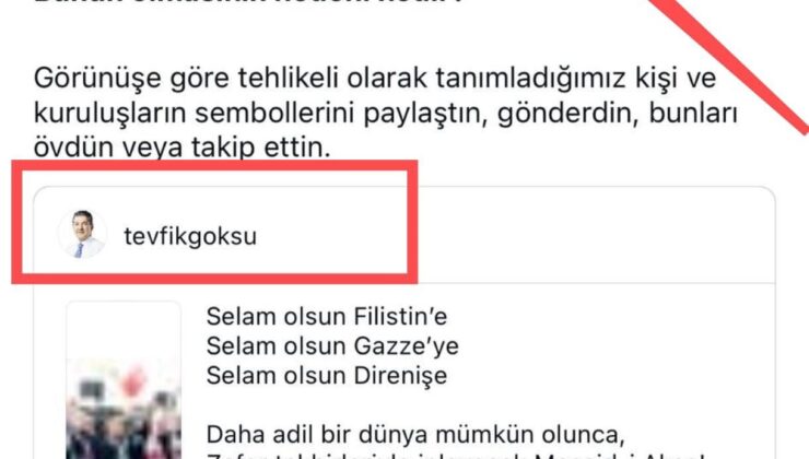 İsrail’in zulmüne sessiz kalan Instagram’dan Tevfik Göksu’nun Filistin paylaşımına sansür