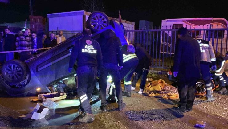 Tırın çarptığı hafif ticari araç metrelerce sürüklenerek takla attı: 3 yaralı