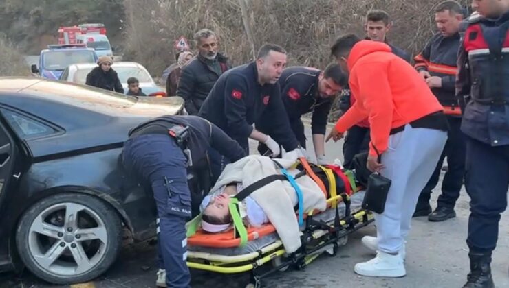 Yabancı uyruklu şahısların içinde bulunduğu otomobil ağaca çarptı: 1 yaralı