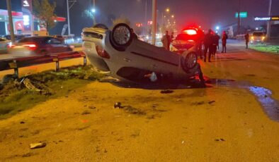 Bursa’da otomobil takla attı: 2 yaralı