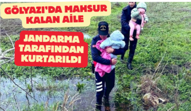 Gölyazı’da Mahsur Kalan Aile Jandarma Tarafından Kurtarıldı