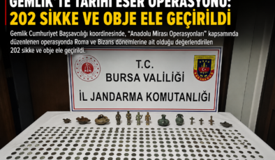 Gemlik’te tarihi eser operasyonu: 202 sikke ve obje ele geçirildi