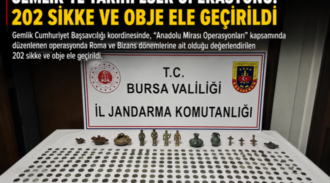 Gemlik’te tarihi eser operasyonu: 202 sikke ve obje ele geçirildi