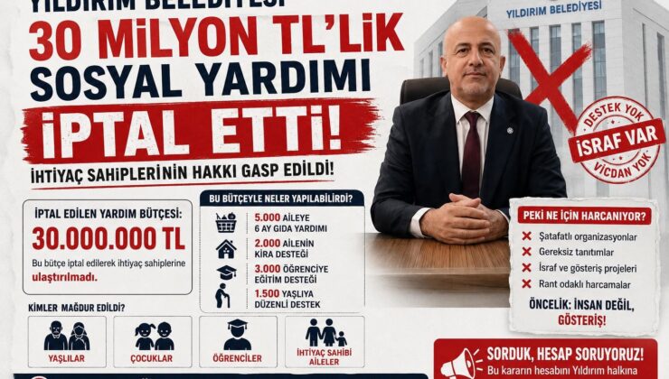 “Sosyal Belediyecilik Masalı Çöktü, Yıldırım’da Vatandaşın Hakkı Gasp Edildi”