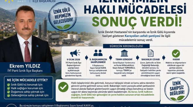 “İznik Gölü ve Halk Sağlığı İçin Verdiğimiz Mücadele Sonuç Verdi”